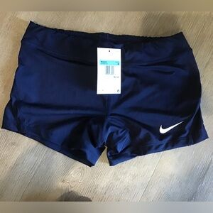 Nike Women's Navy Athletic volleyball Shorts with White Swoosh